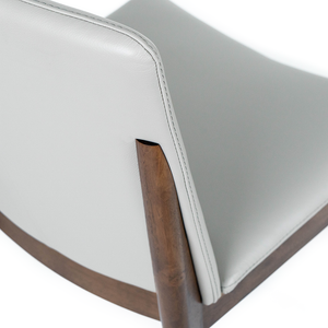 Declan Leather Dining Chair in Walnut/Pewter