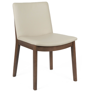 Declan Leather Dining Chair in Walnut/Wheat