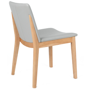 Declan Leather Dining Chair in Oak/Pewter