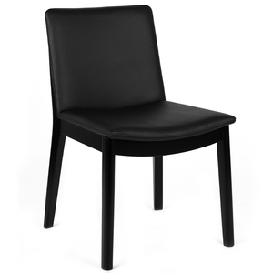 Declan Leather Dining Chair in Black/Black