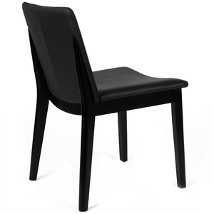 Declan Leather Dining Chair in Black/Black