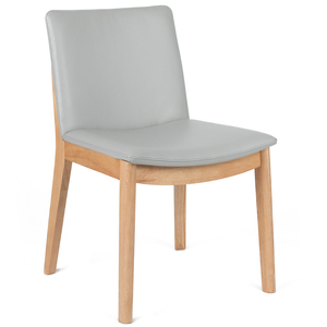 Declan Leather Dining Chair in Oak/Pewter