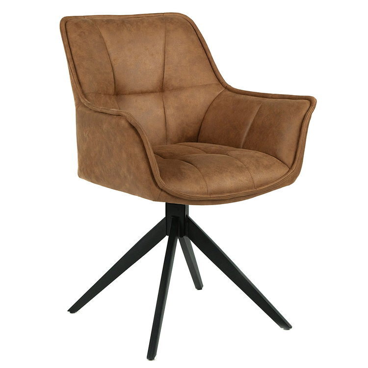 April Microsuede Swivel Dining Chair in Cognac
