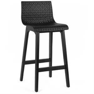 Byron Solid Oak Bar Stool in Black/Black Acrylic