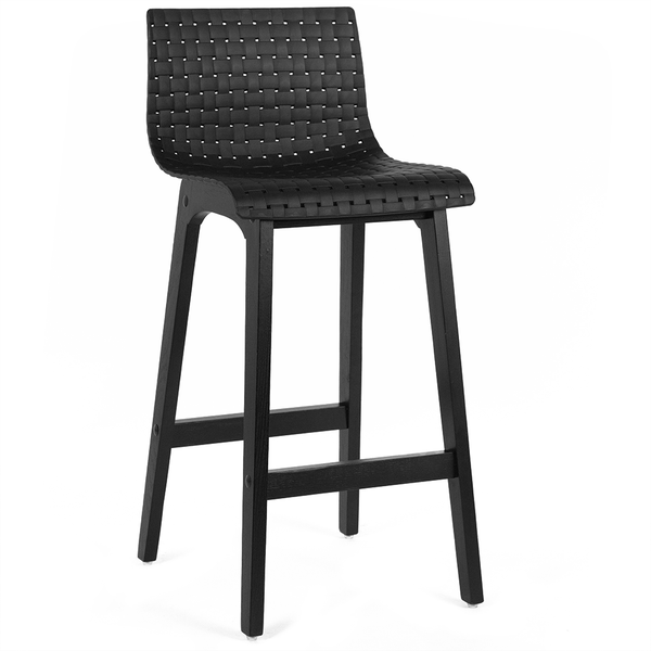 Byron Solid Oak Bar Stool in Black/Black Acrylic Marc & Main