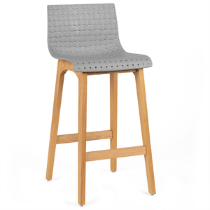 Byron Solid Oak Bar Stool in Grey Acrylic