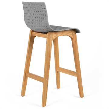 Byron Solid Oak Bar Stool in Grey Acrylic