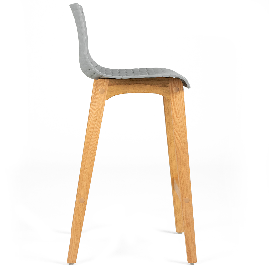 Byron Solid Oak Bar Stool in Grey Acrylic - Marc & Main