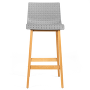 Byron Solid Oak Bar Stool in Grey Acrylic