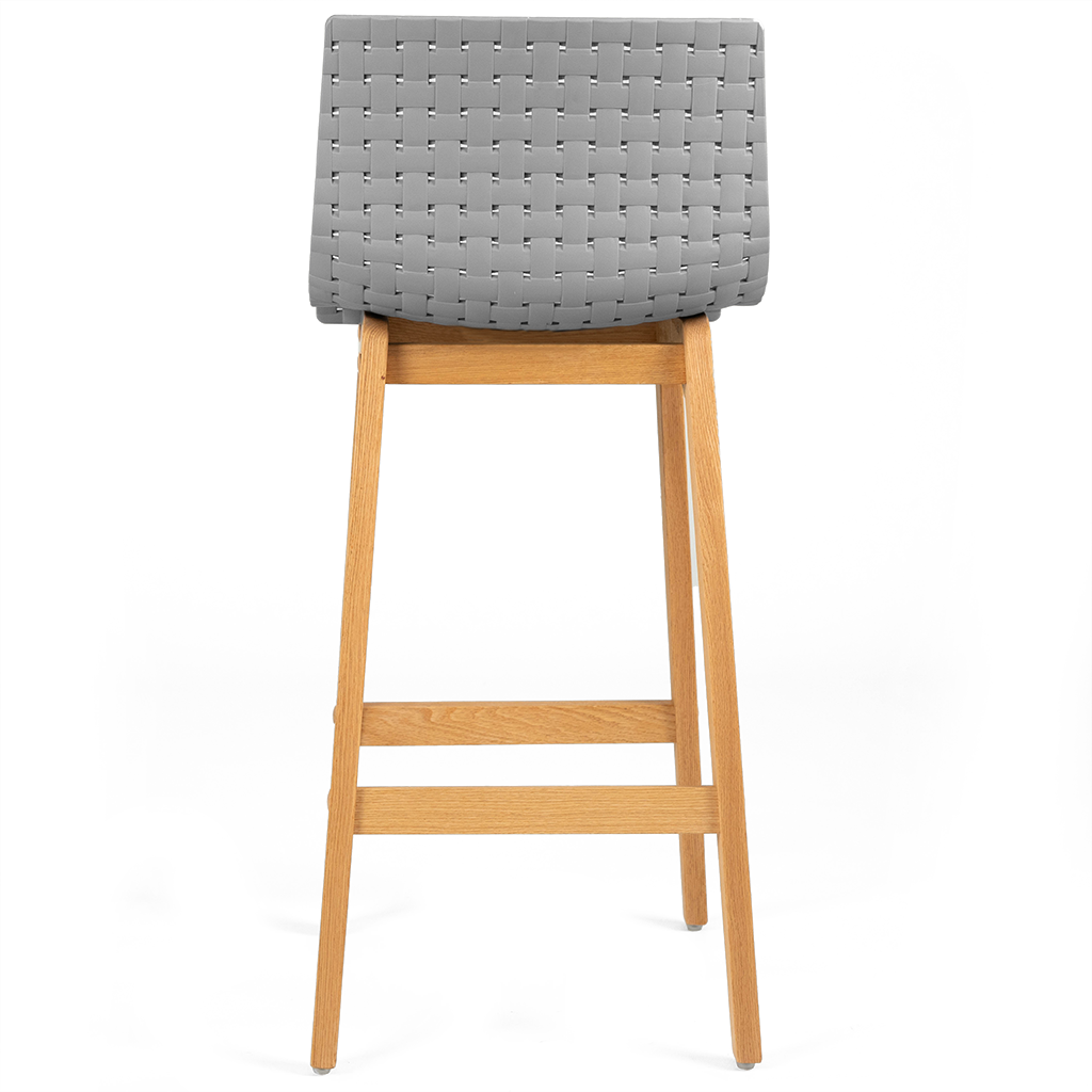 Byron Solid Oak Bar Stool in Grey Acrylic - Marc & Main