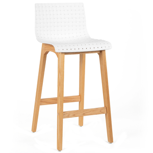 Byron Solid Oak Bar Stool in White Acrylic