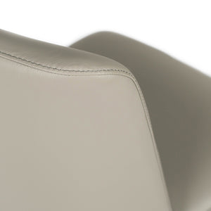 Caleb Leather Dining Chair in Natural/Light Pewter