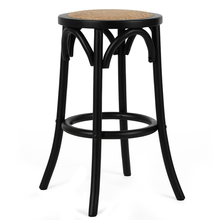 Dane Rattan Kitchen Bar Stool in Black