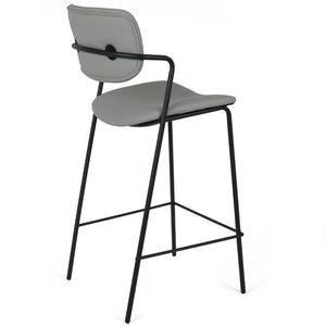 Deacon Leatherette Kitchen Bar Stool in Light Grey