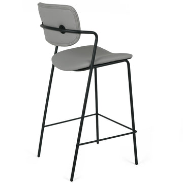 Deacon Leatherette Kitchen Bar Stool in Light Grey
