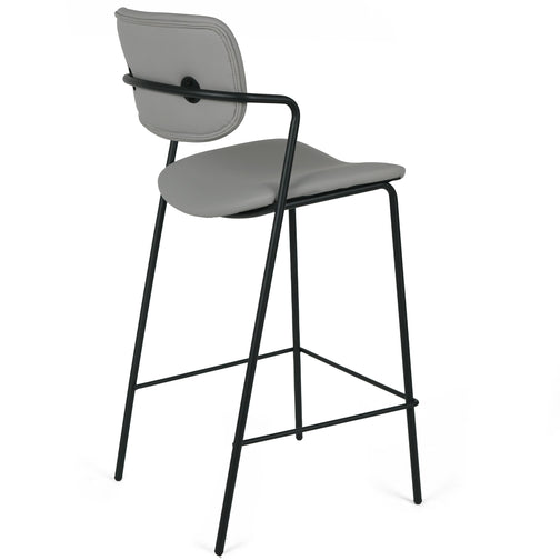 Deacon Leatherette Kitchen Bar Stool in Light Grey