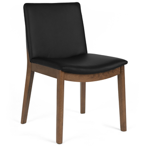 Declan Leather Dining Chair in Walnut/Black