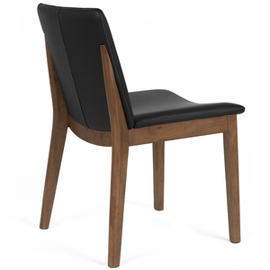Declan Leather Dining Chair in Walnut/Black