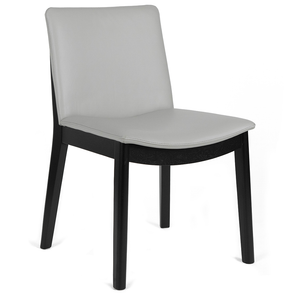 Declan Leather Dining Chair in Black/Pewter