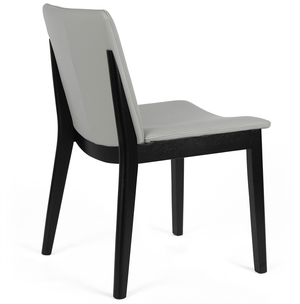 Declan Leather Dining Chair in Black/Pewter