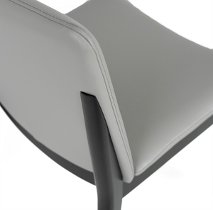 Declan Leather Dining Chair in Black/Pewter
