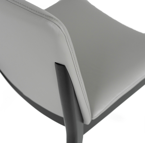 Declan Leather Dining Chair in Black/Pewter