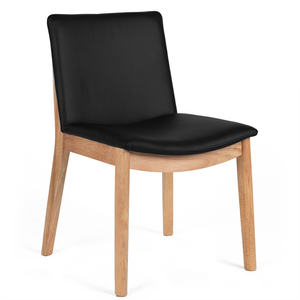 Declan Leather Dining Chair in Oak/Black