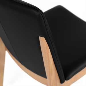 Declan Leather Dining Chair in Oak/Black