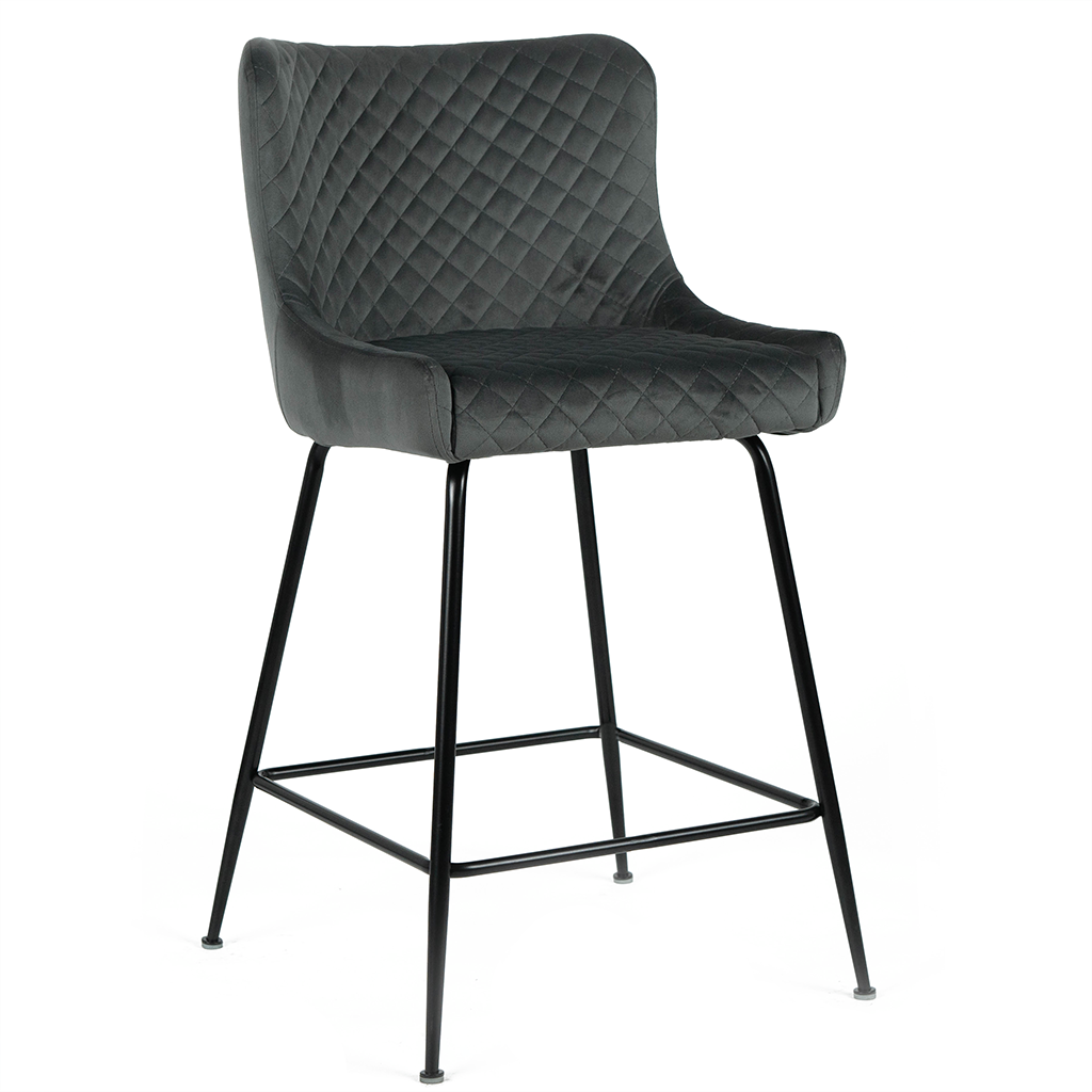 Easton Velvet Kitchen Bar Stool in Black Grey