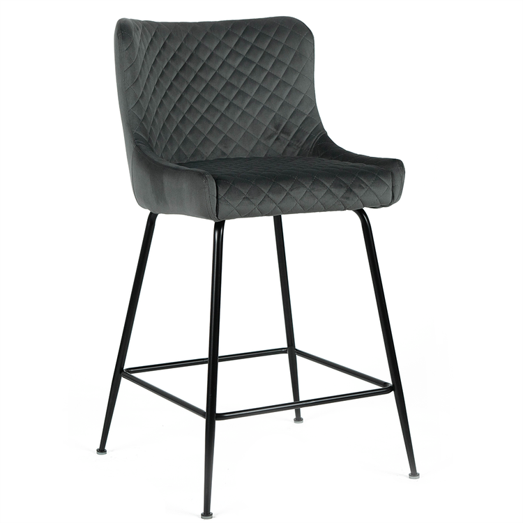 Easton Velvet Kitchen Bar Stool in Black/Grey