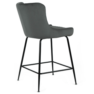 Easton Velvet Kitchen Bar Stool in Black/Grey