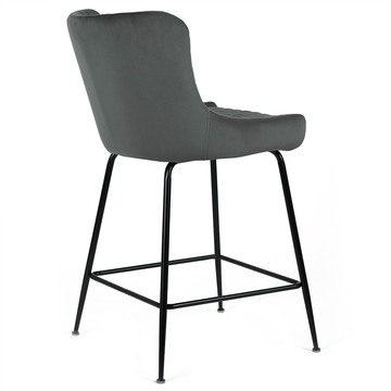 Easton Velvet Kitchen Bar Stool in Black/Grey