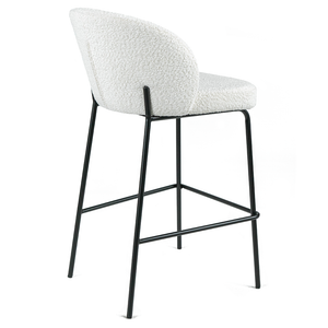 Edwin Boucle Fabric Kitchen Bar Stool in Off-White