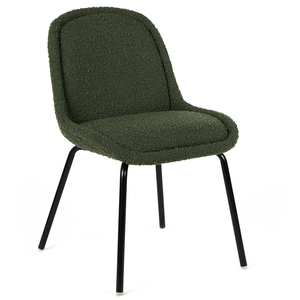 Emmett Boucle Fabric Dining Chair in Dark Green