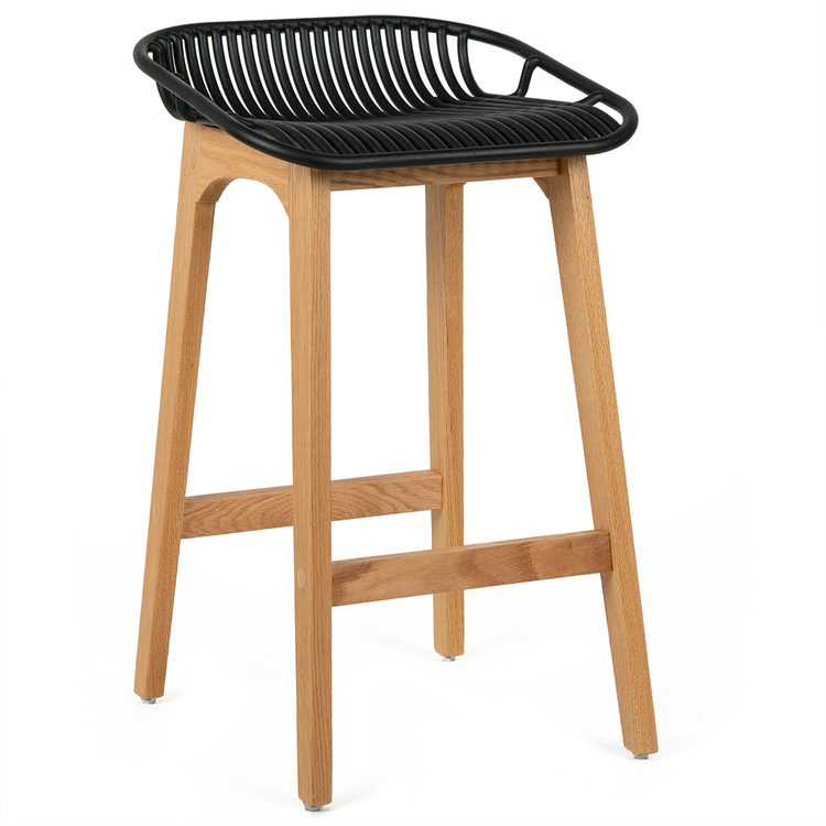 Felix Acrylic Kitchen Bar Stool in Oak/Black