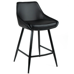 Gatlin Leatherette Kitchen Bar Stool in Black