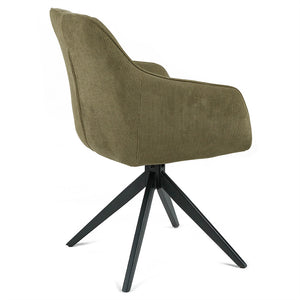 Harrison Corduroy Swivel Dining Chair in Green