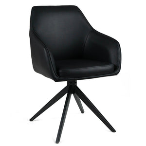 Harrison Leatherette Swivel Dining Chair in Black