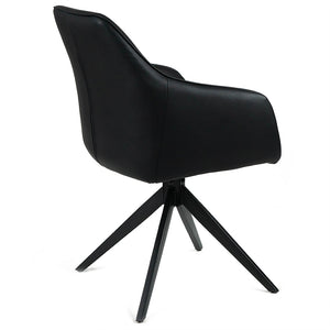 Harrison Leatherette Swivel Dining Chair in Black