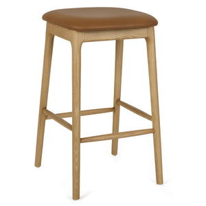 Jace Leatherette Kitchen Bar Stool in Natural/Tan