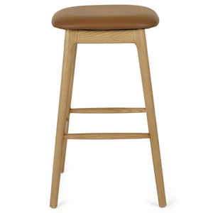 Jace Leatherette Kitchen Bar Stool in Natural/Tan