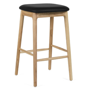 Jace Leatherette Kitchen Bar Stool in Natural/Black