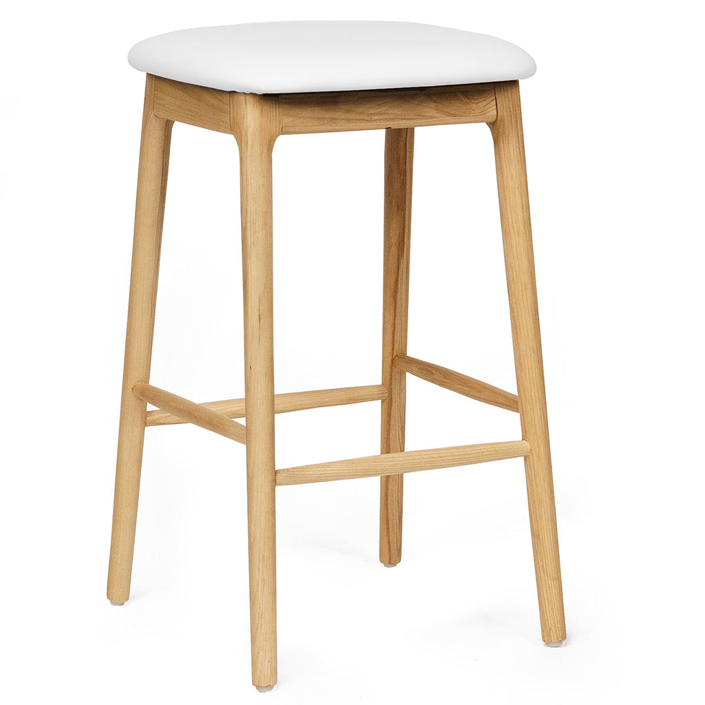 Jace Leatherette Kitchen Bar Stool in Natural/White
