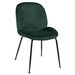 Lathan Velvet Dining Chair in Black/Emerald