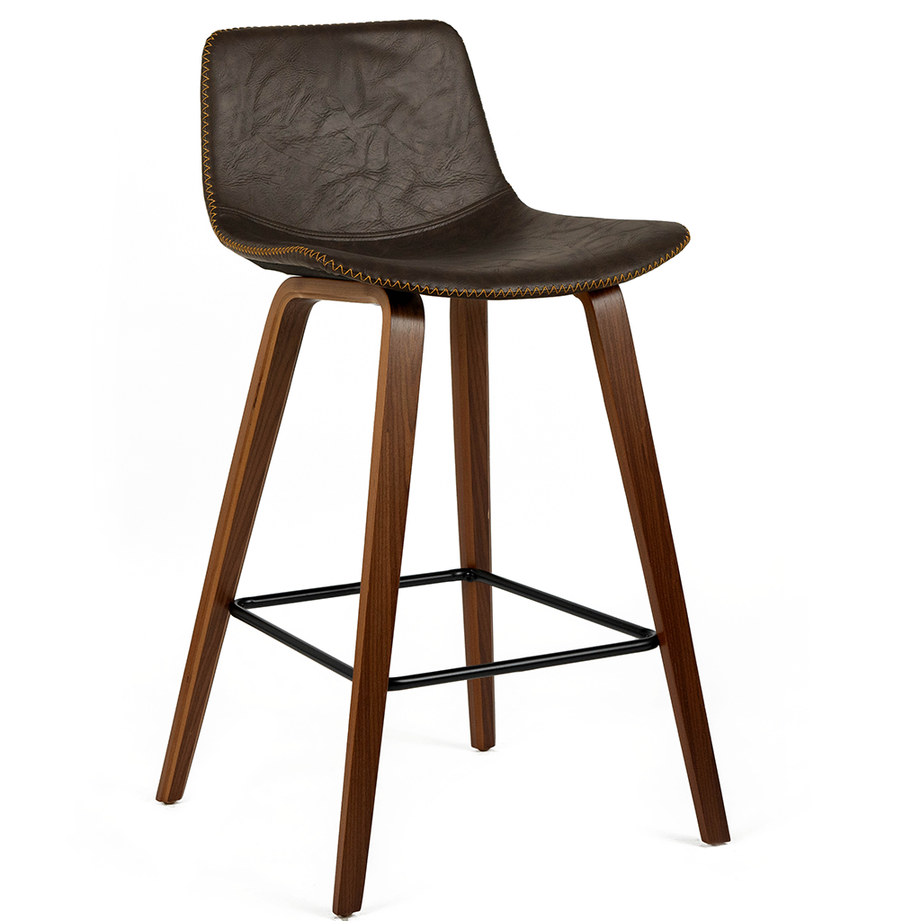 Walnut and on sale leather bar stools