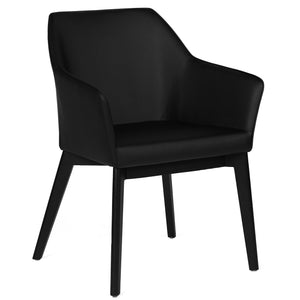 Leena Leatherette Dining Chair in Black/Black