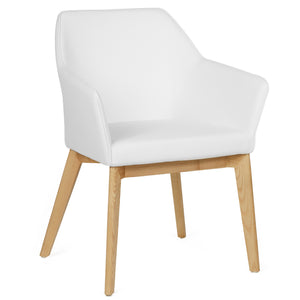 Leena Leatherette Dining Chair in Natural/White