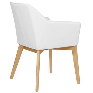 Leena Leatherette Dining Chair in Natural/White