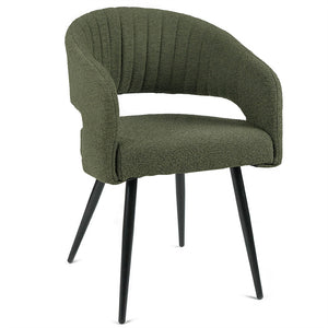 Leon Boucle Fabric Dining Chair in Green