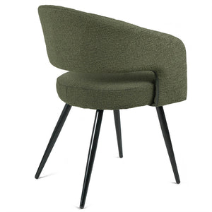 Leon Boucle Fabric Dining Chair in Green